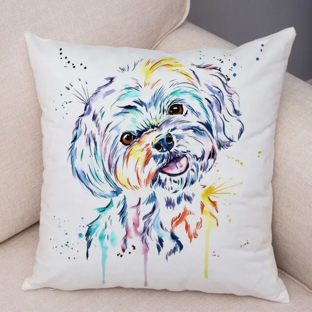 Stylish Dog Print Pillow Cases