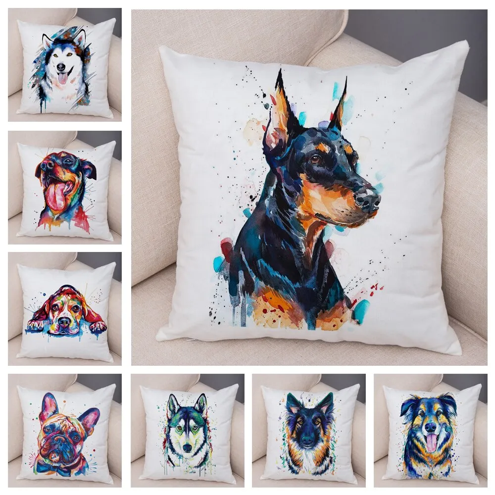 Stylish Dog Print Pillow Cases