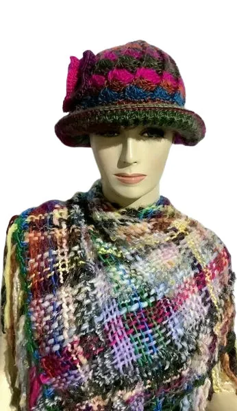 THE PURPLE ÑUSTA  (an Inca princess in Quechua) HAT, handmade beanie, crochet hat, woman's size, cloché hat.