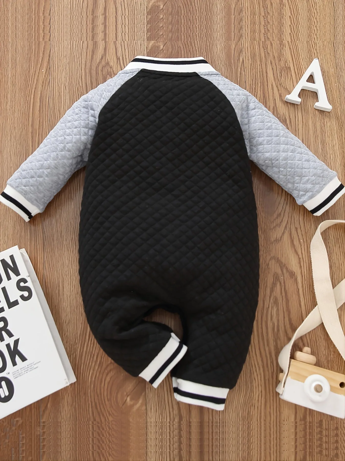 Thickened Checkered Slant Baseball Coat for Girls