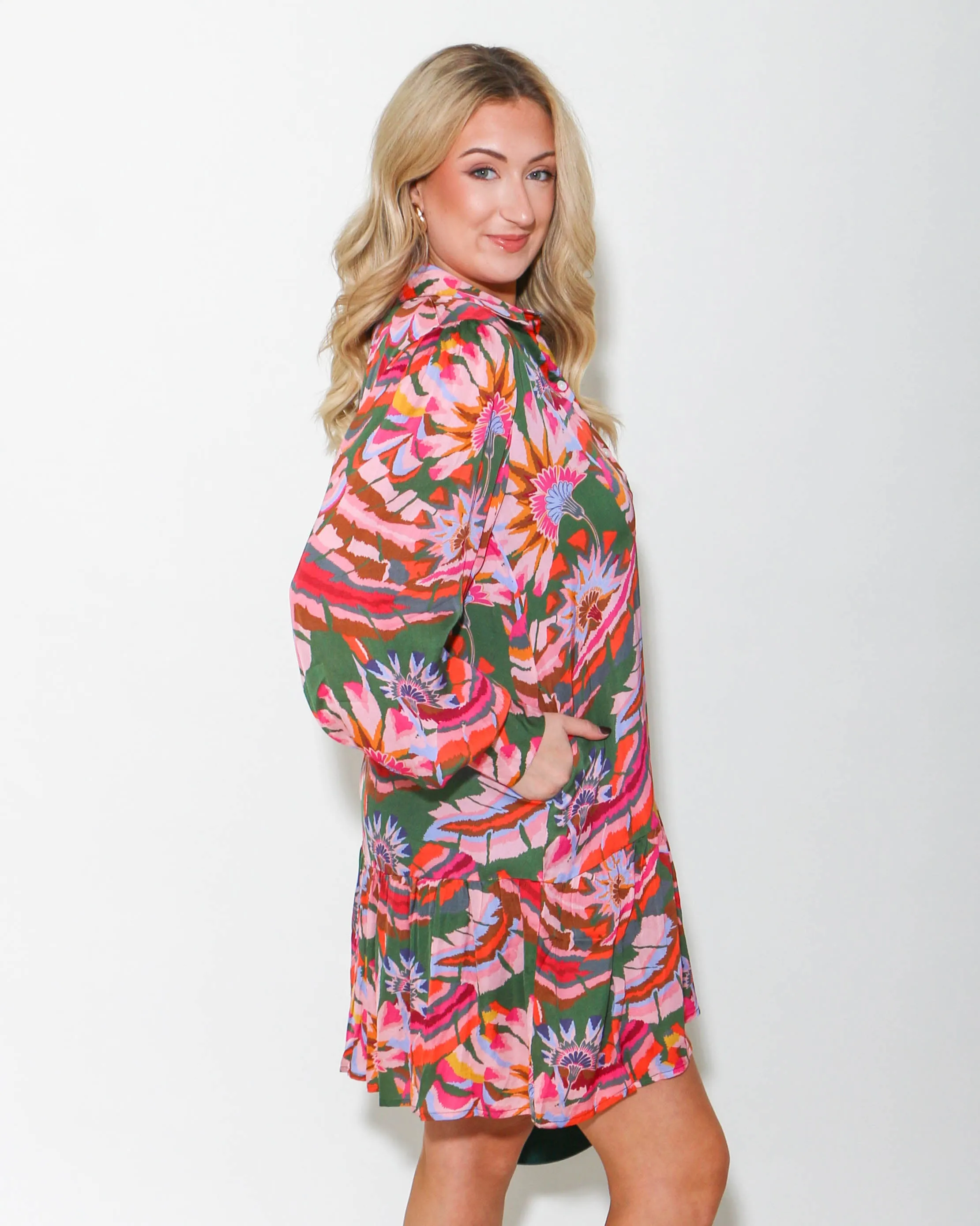 THML | Long Sleeve Button Up Dress