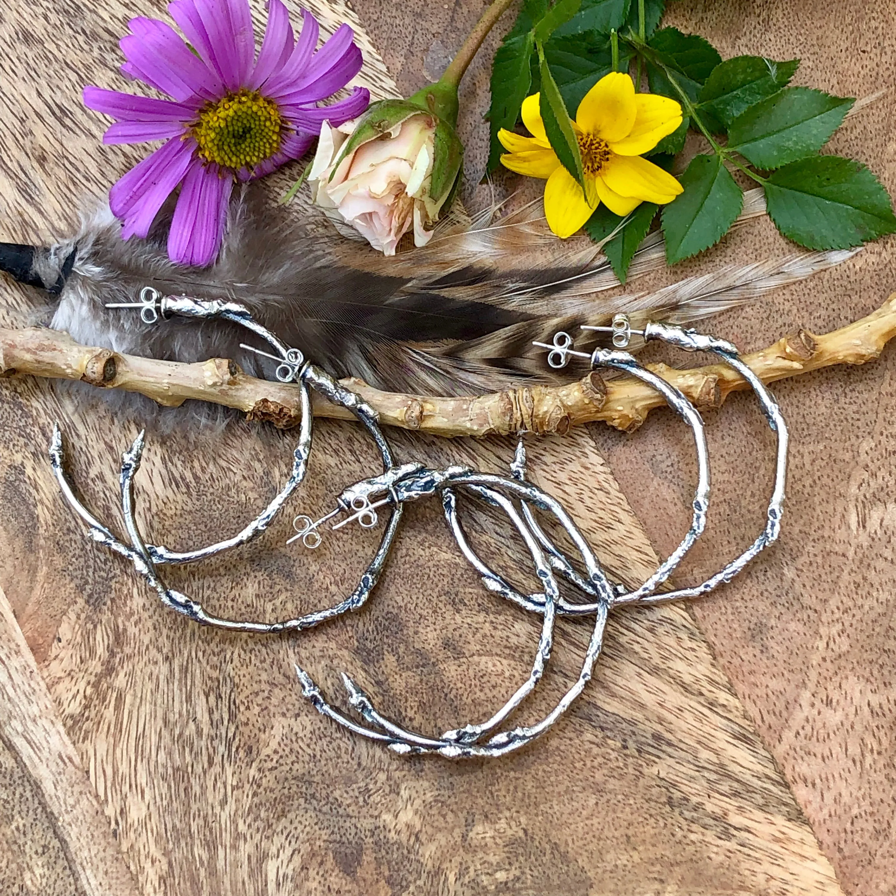 Twig Hoops Hand cast "real" twig branches