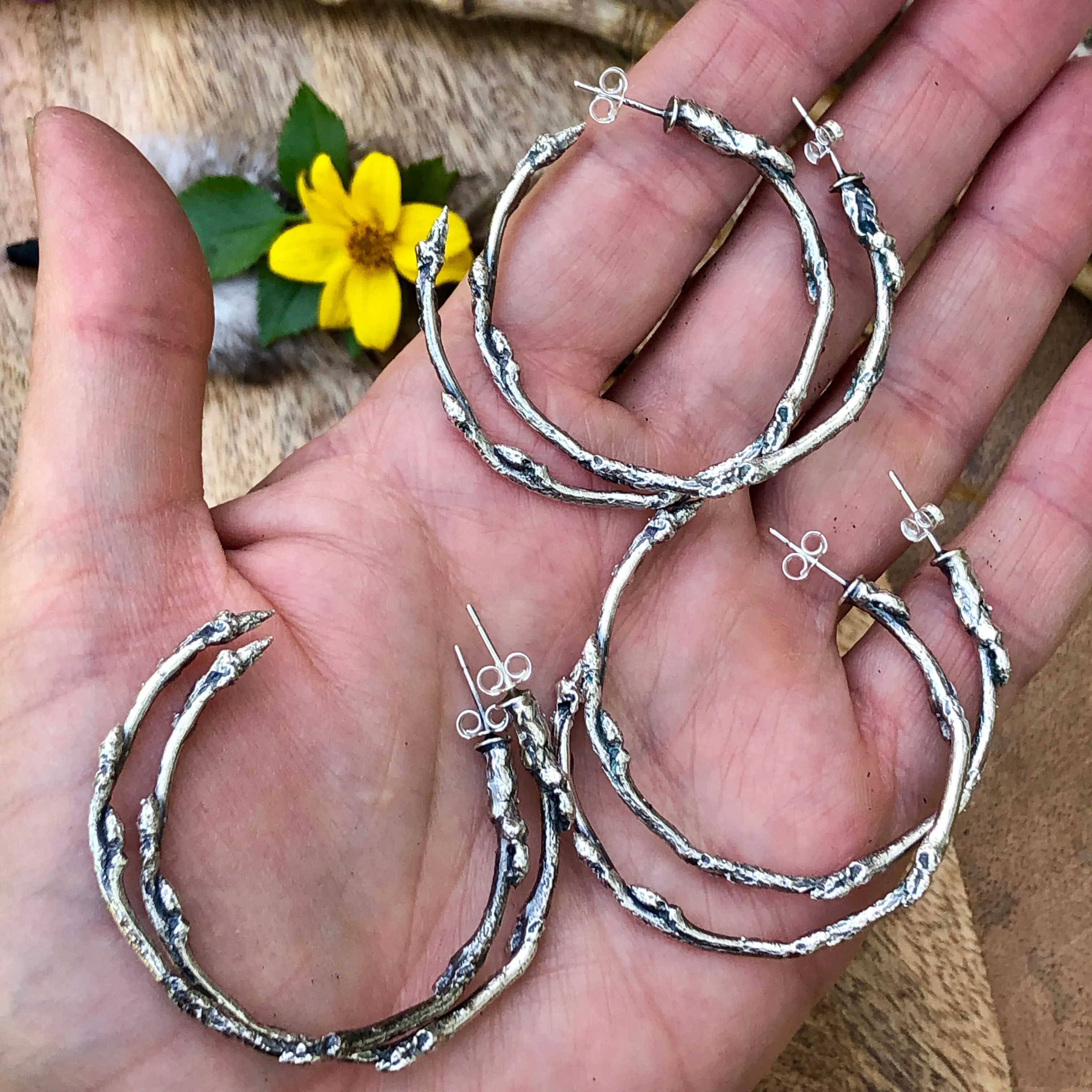Twig Hoops Hand cast "real" twig branches