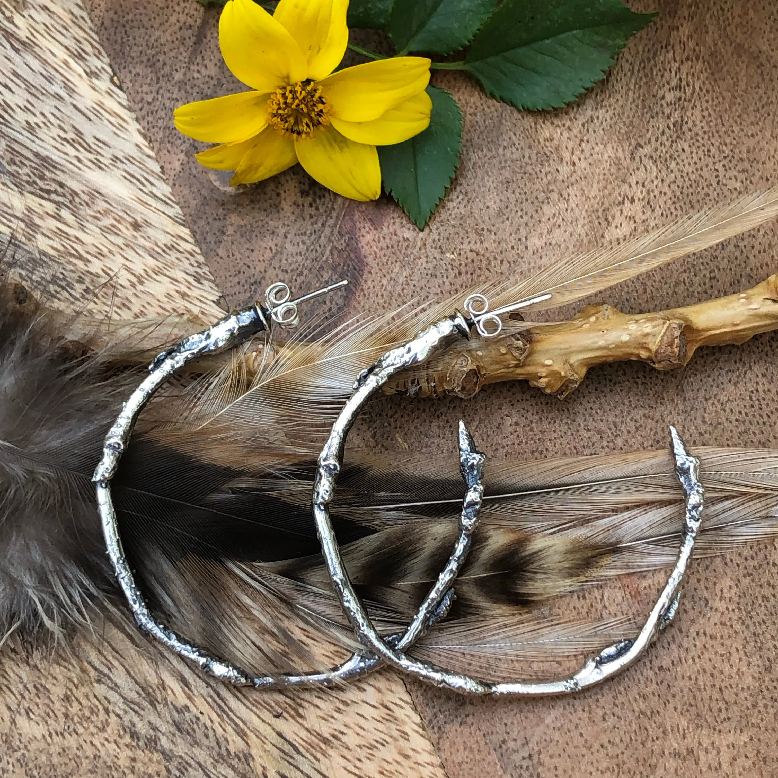 Twig Hoops Hand cast "real" twig branches