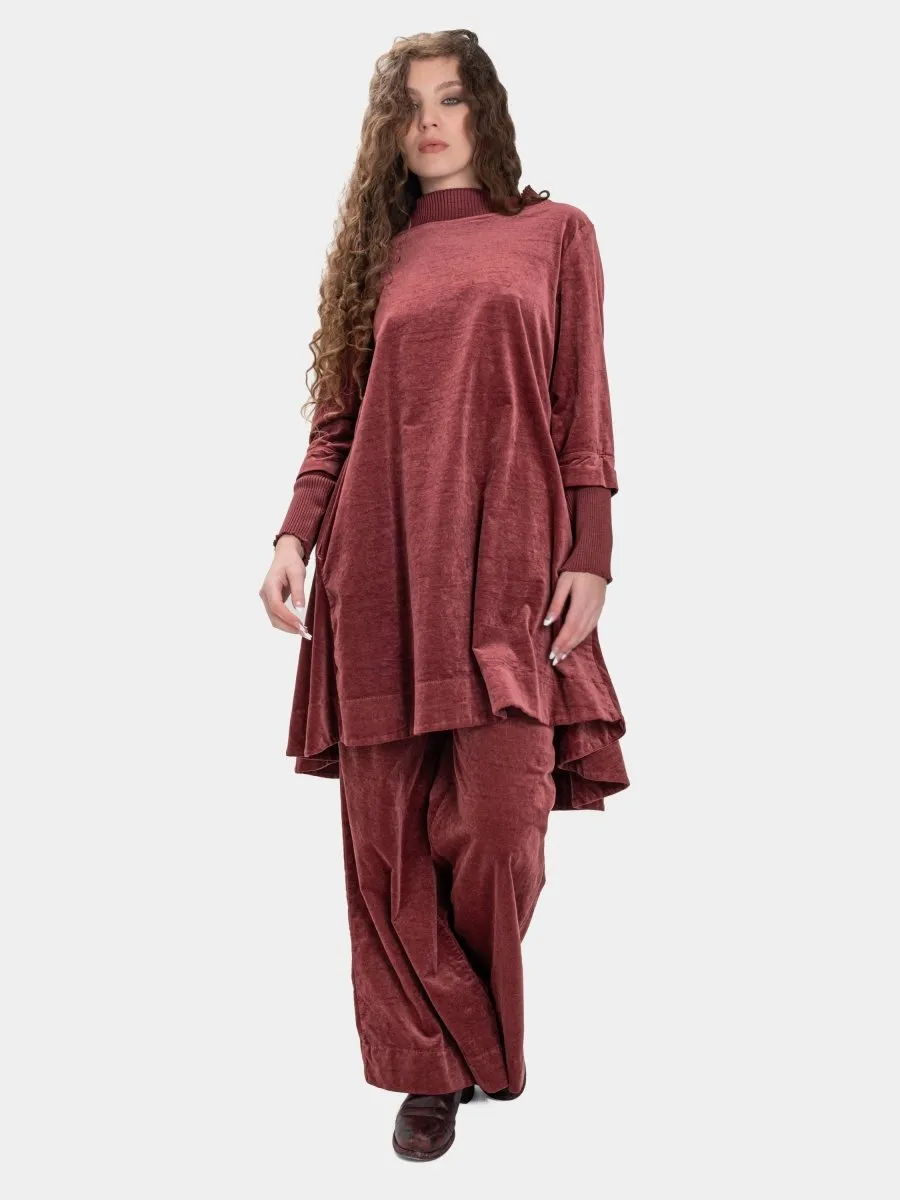 Velvet Tunic with Knit Details