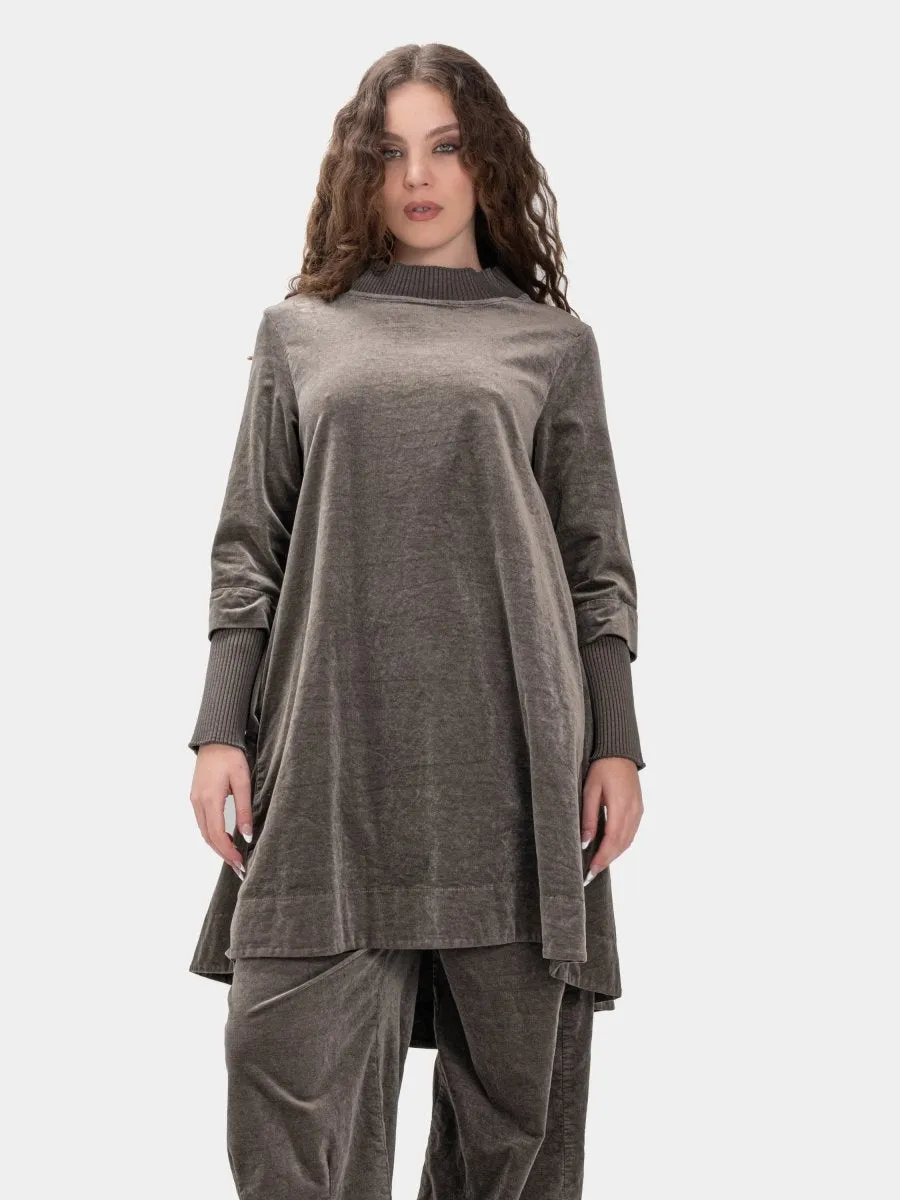 Velvet Tunic with Knit Details