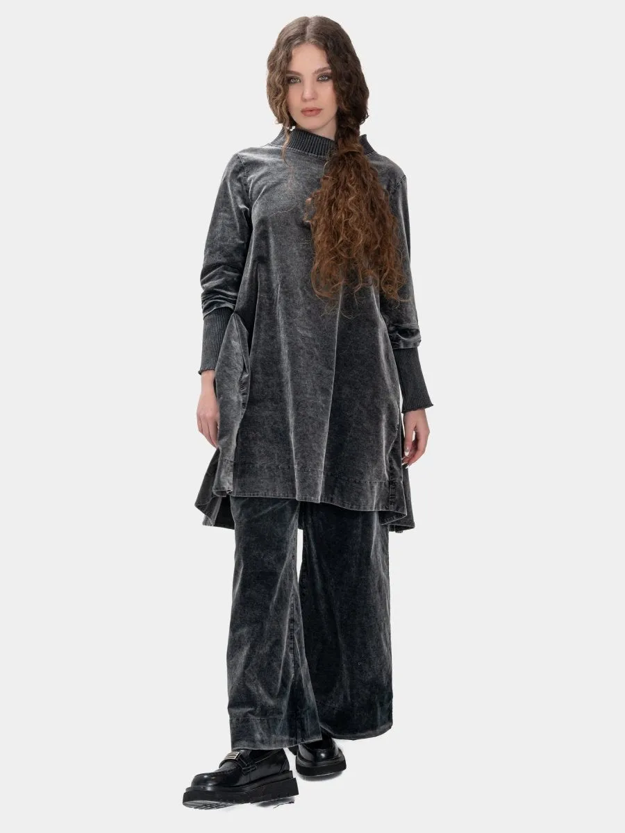 Velvet Tunic with Knit Details