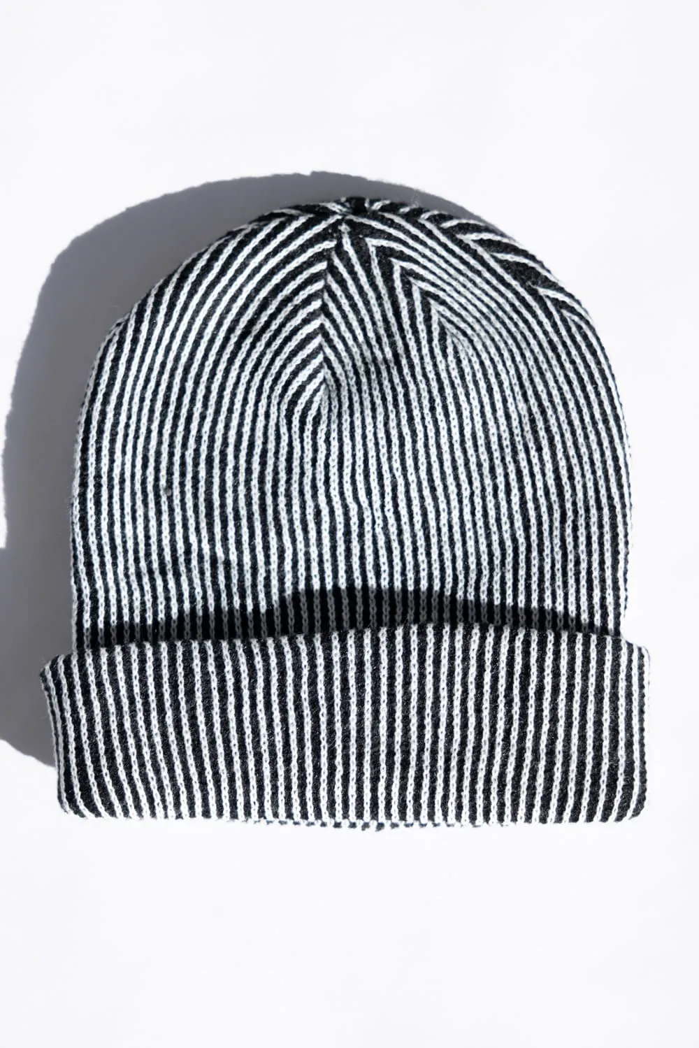 Vertical Stripe Knit Beanie for Women in Black/White | YCB320049-WHITE/BLACK