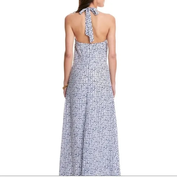 Vineyard Vines Tie Dye Squares Print Silk Maxi Dress | size 12
