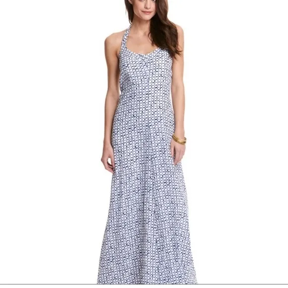 Vineyard Vines Tie Dye Squares Print Silk Maxi Dress | size 12