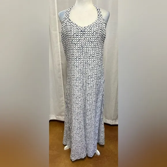 Vineyard Vines Tie Dye Squares Print Silk Maxi Dress | size 12