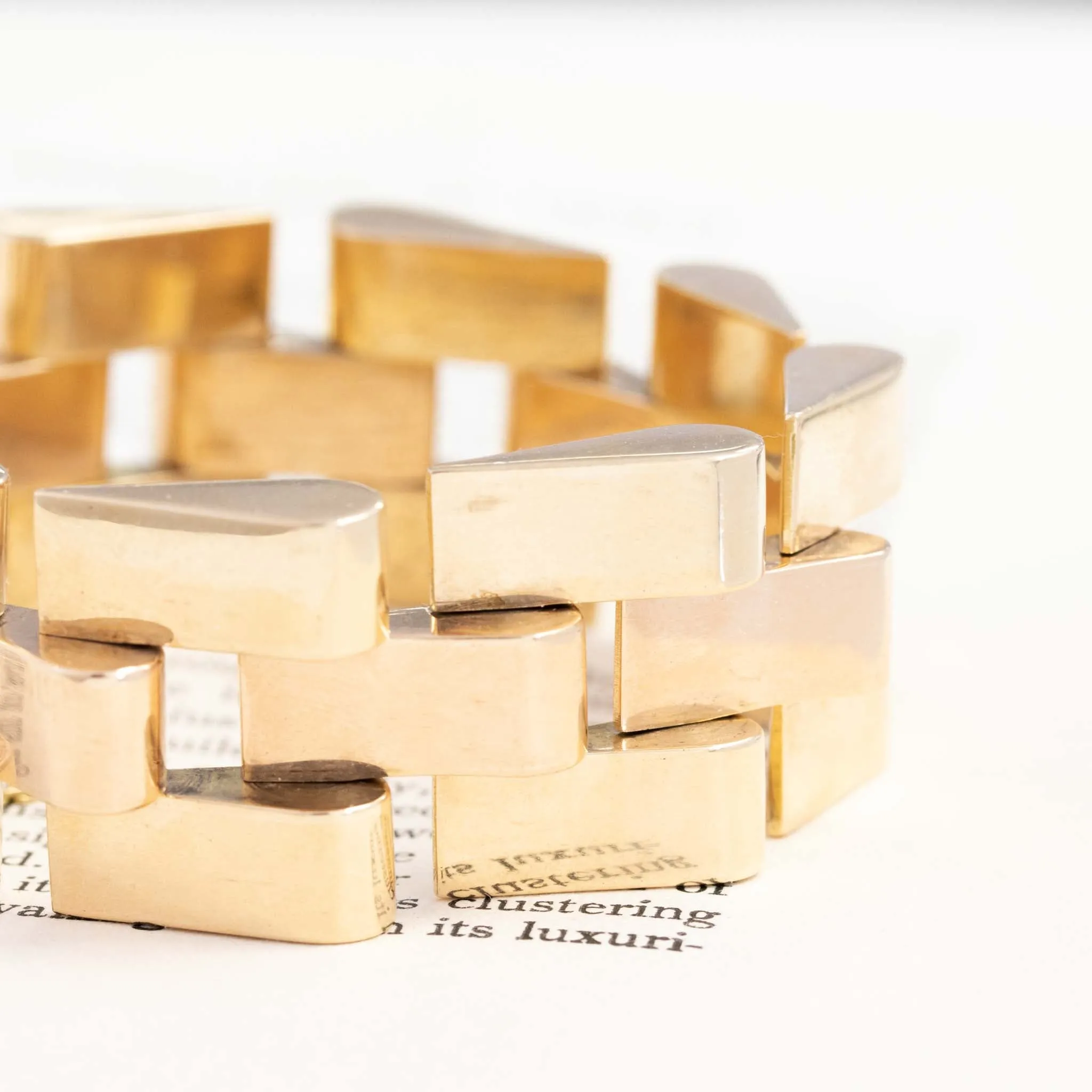 Vintage Triple Row Gold Bracelet, French