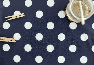 Waterproof Fabric 2.7 cm White Dots on Navy - By the Yard 89611