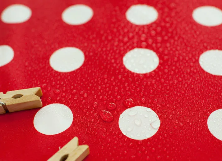 Waterproof Fabric 2.7 cm White Dots on Red - By the Yard 392967-2