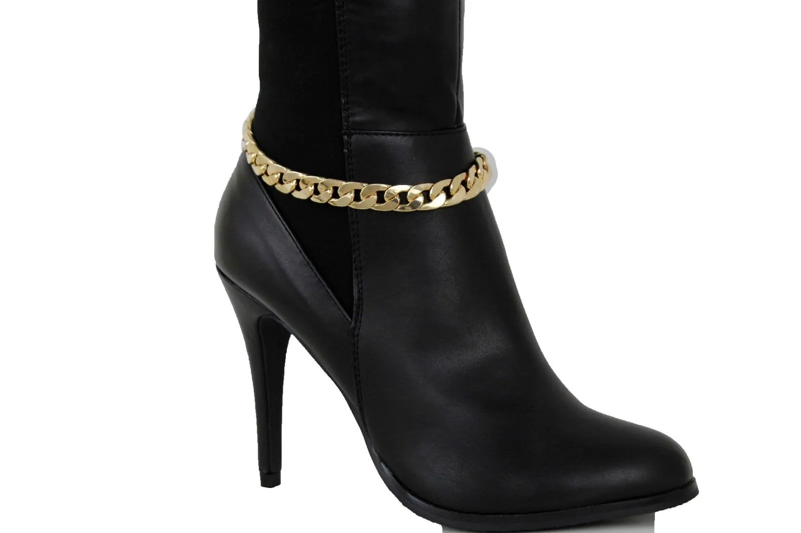 Women Gold Metal Classic Boot Bracelet Chain Anklet Shoe Charm Narrow Band
