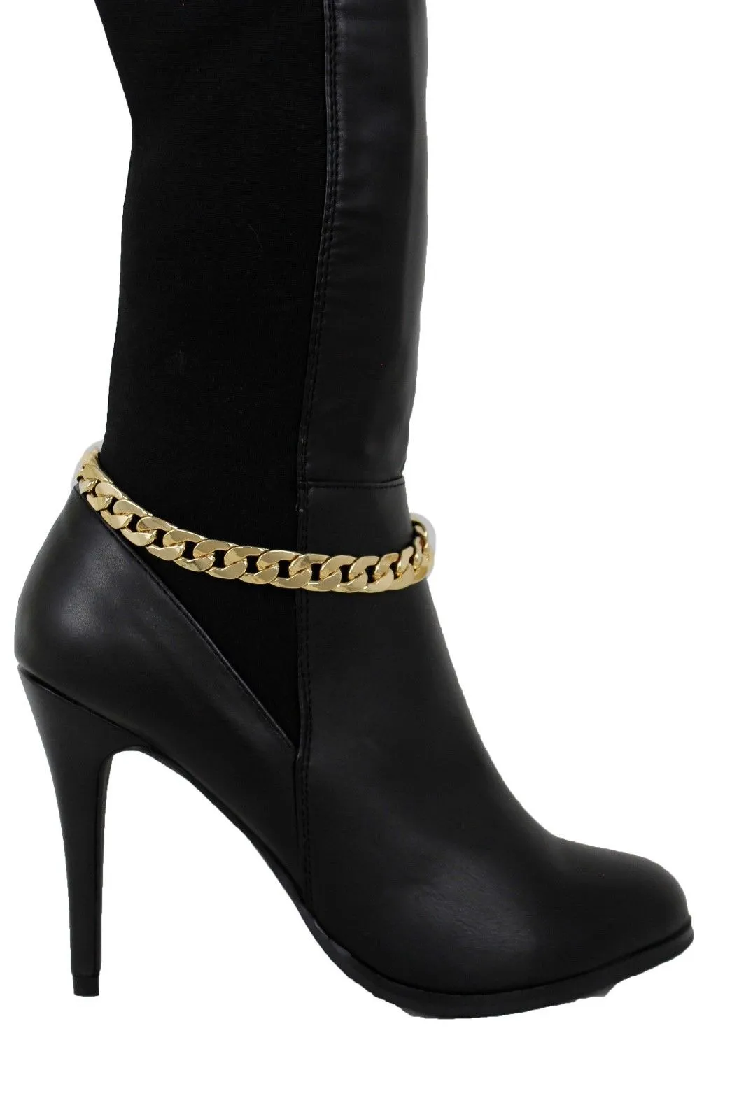 Women Gold Metal Classic Boot Bracelet Chain Anklet Shoe Charm Narrow Band