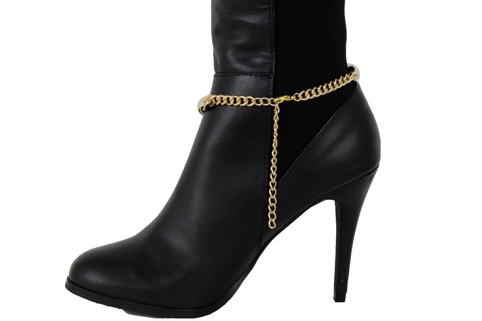 Women Gold Metal Classic Boot Bracelet Chain Anklet Shoe Charm Narrow Band