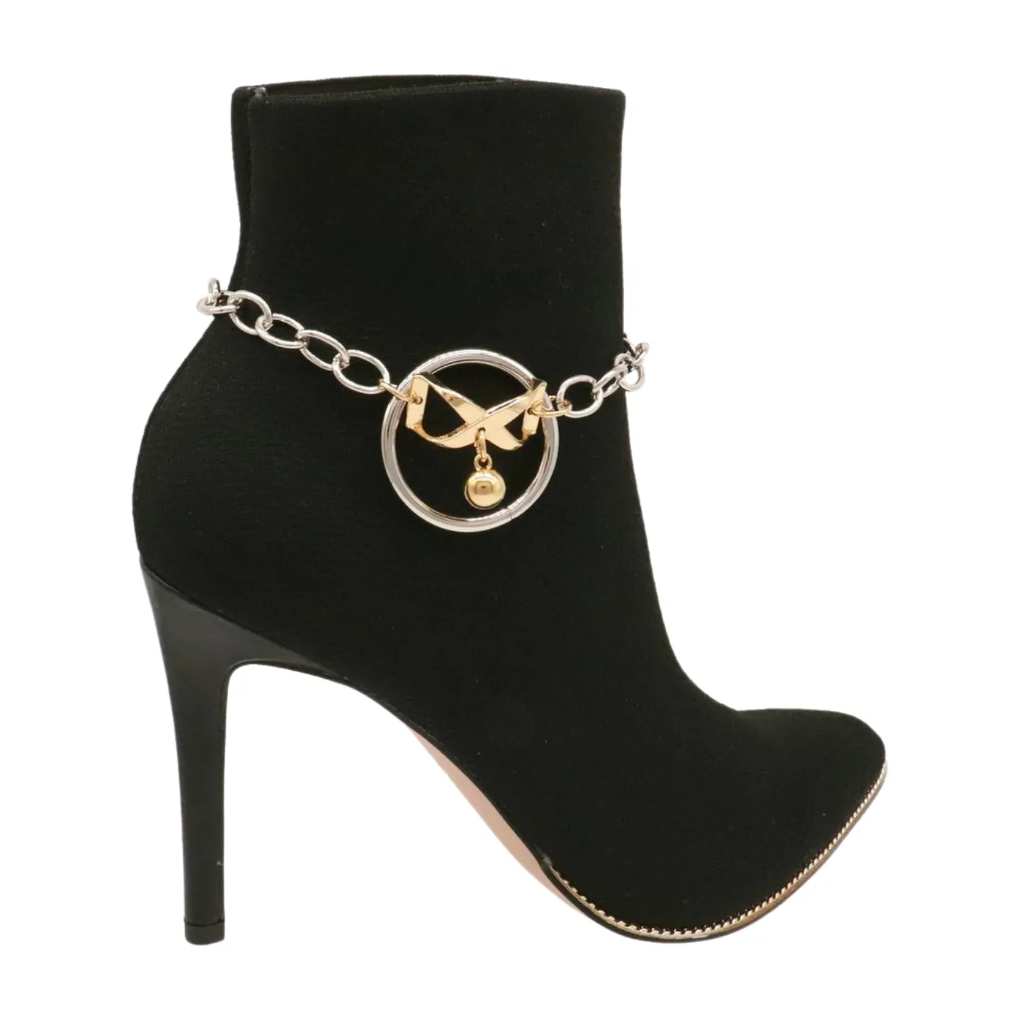 Women Silver Metal Chain Boot Bracelet Shoe Infinity Bow Charm