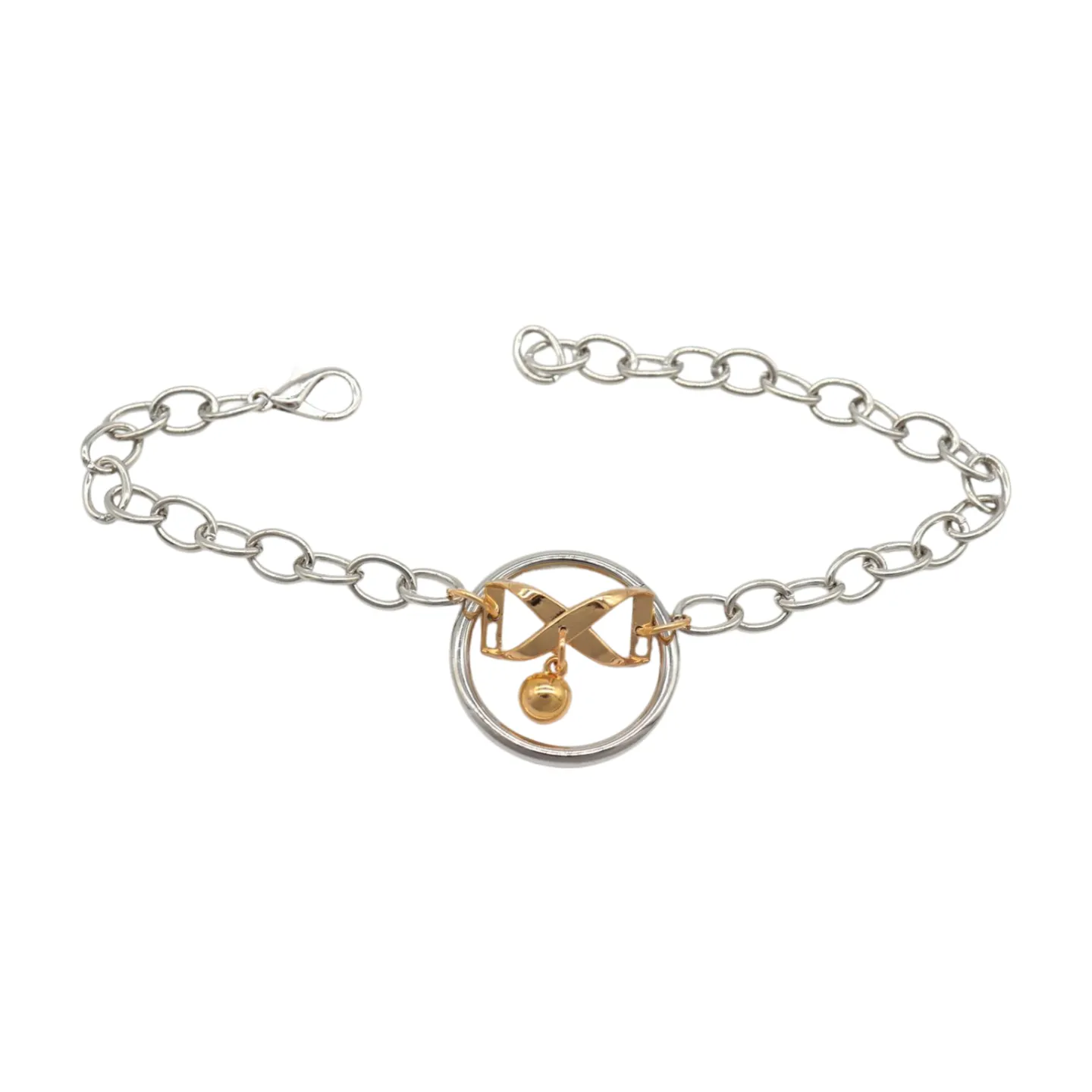 Women Silver Metal Chain Boot Bracelet Shoe Infinity Bow Charm