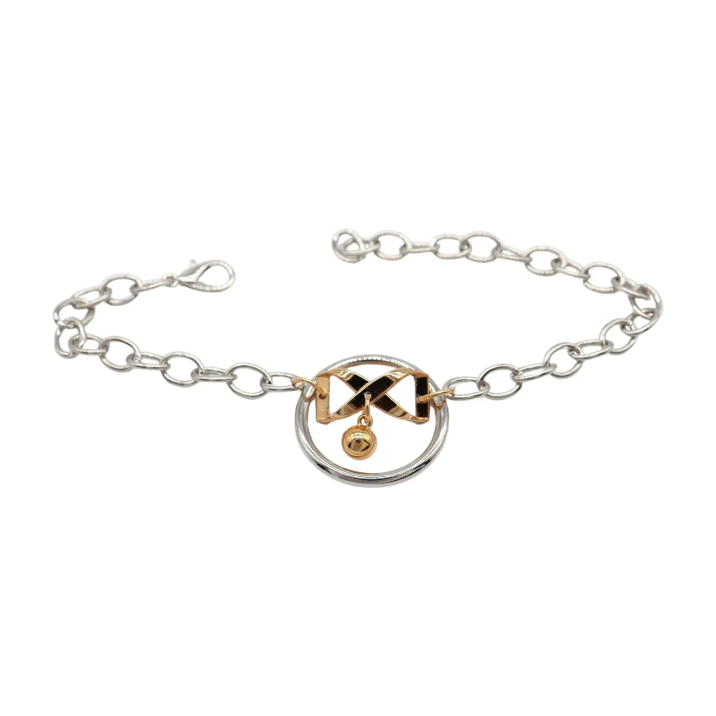 Women Silver Metal Chain Boot Bracelet Shoe Infinity Bow Charm