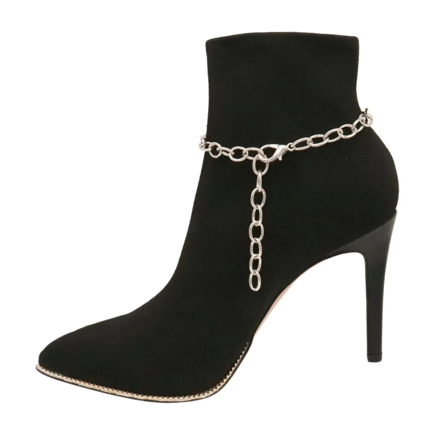 Women Silver Metal Chain Boot Bracelet Shoe Infinity Bow Charm