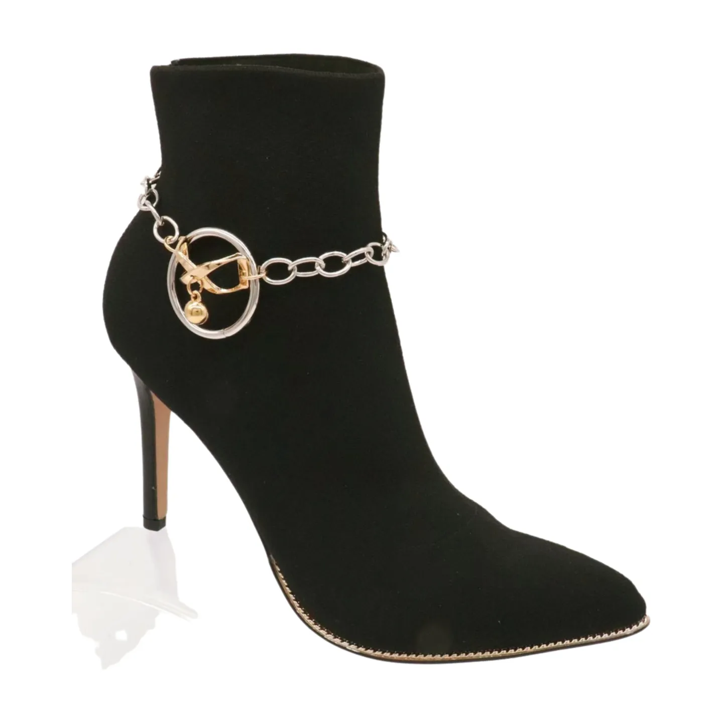 Women Silver Metal Chain Boot Bracelet Shoe Infinity Bow Charm