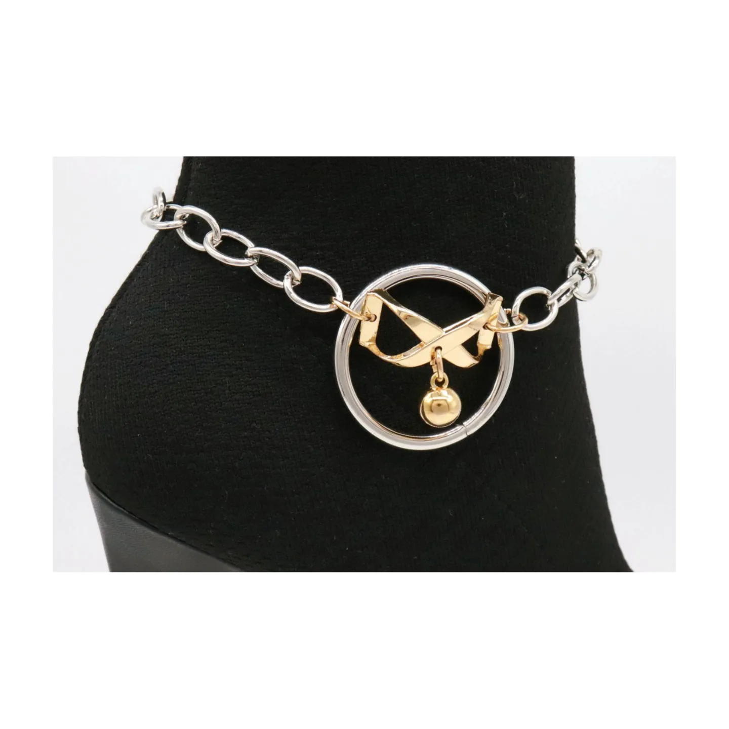 Women Silver Metal Chain Boot Bracelet Shoe Infinity Bow Charm