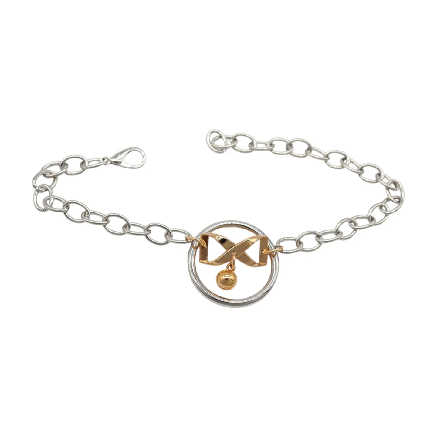 Women Silver Metal Chain Boot Bracelet Shoe Infinity Bow Charm