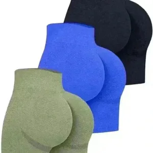 WOMEN'S 3 Piece Butt Lifting Yoga Shorts Workout High Waist Tummy Control Ruched