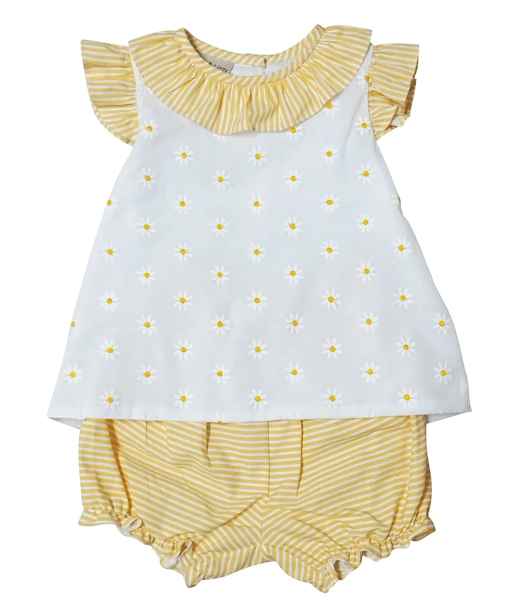 Yellow Daisies Embroidered Baby Girl Bloomer Set