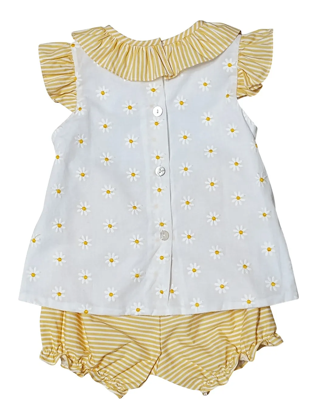 Yellow Daisies Embroidered Baby Girl Bloomer Set