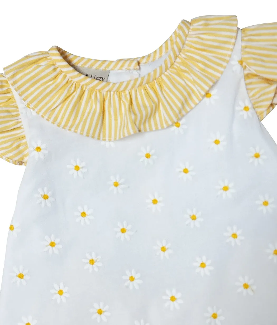 Yellow Daisies Embroidered Baby Girl Bloomer Set