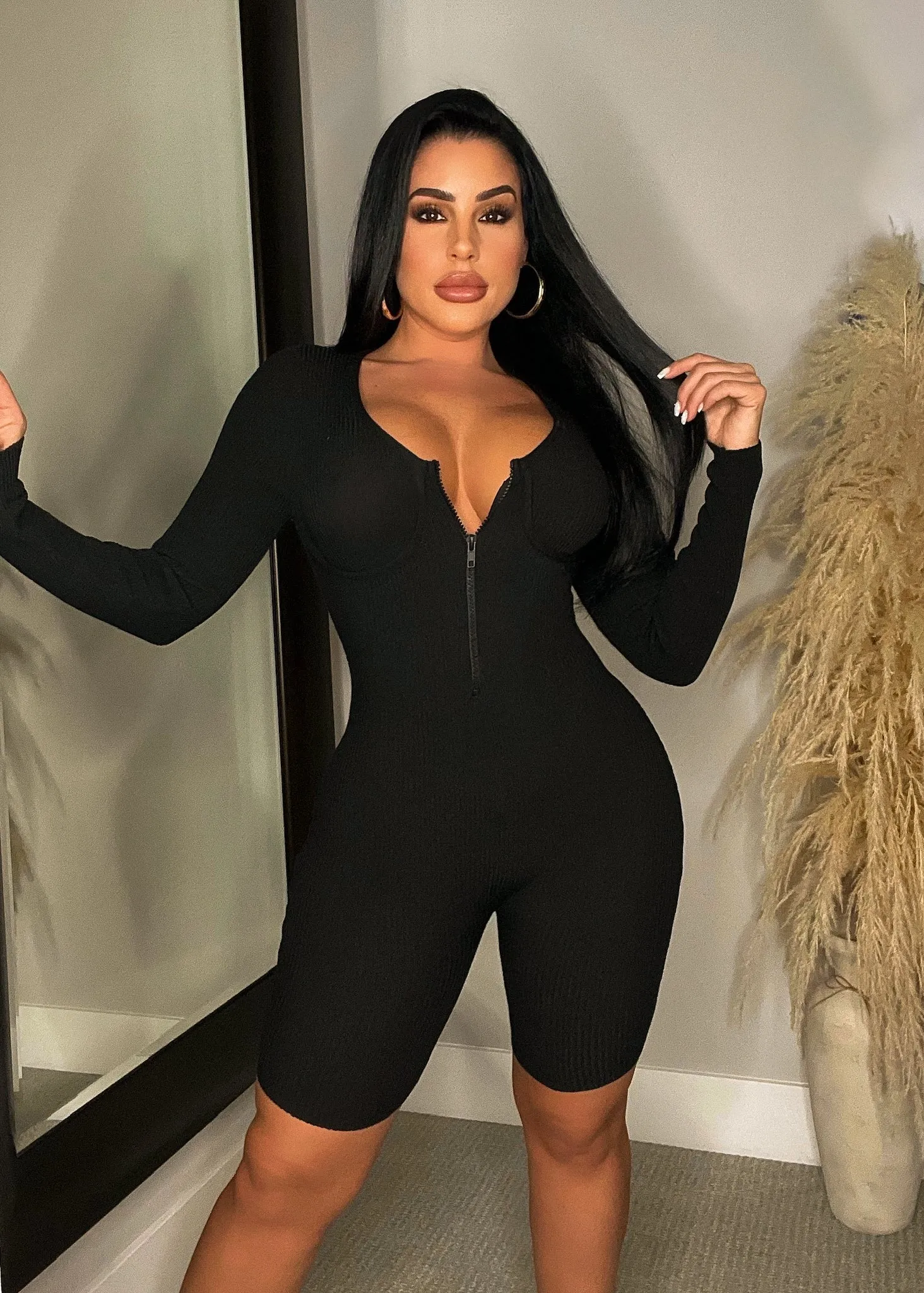 Your Distraction Ribbed Romper Black