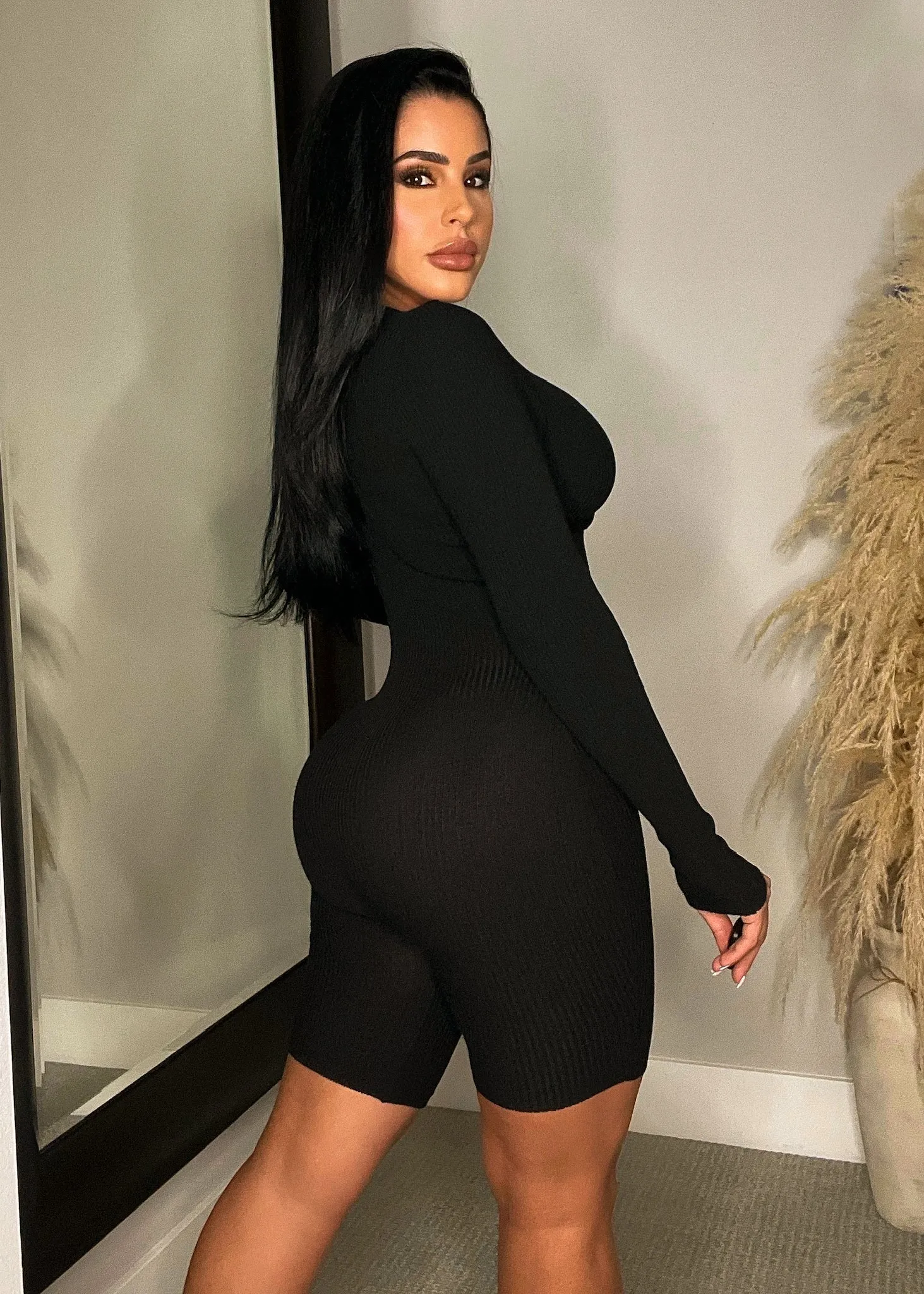 Your Distraction Ribbed Romper Black