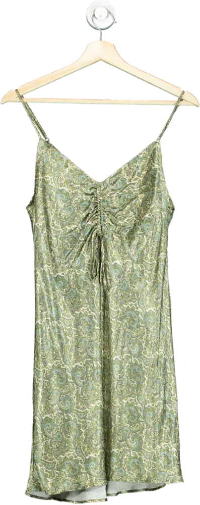 Zara Green Paisley V-Neck Sleeveless Dress UK S