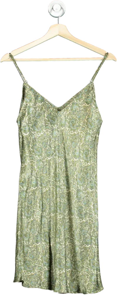 Zara Green Paisley V-Neck Sleeveless Dress UK S